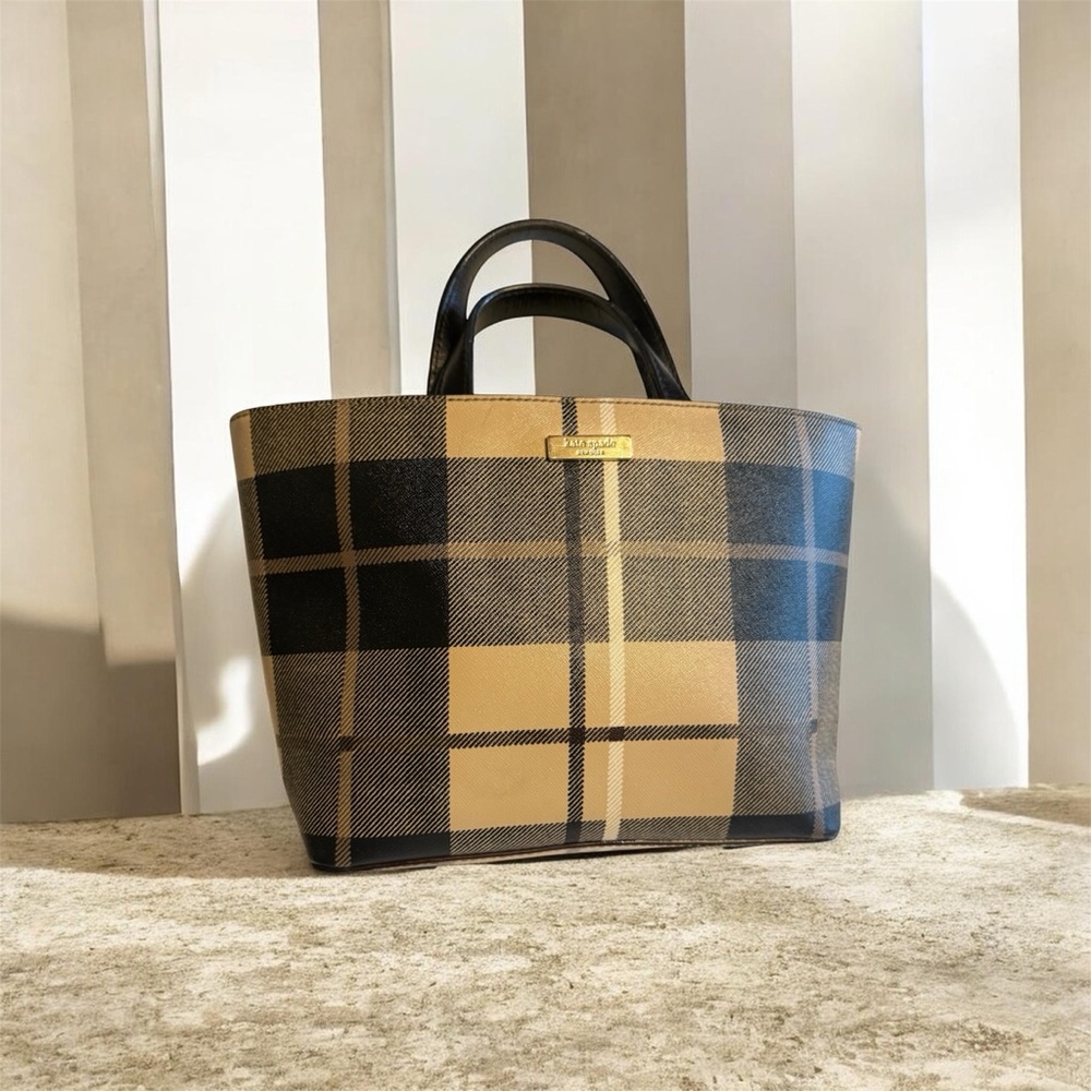 Kate Spade NY Plaid Faux Leather Tote Bag